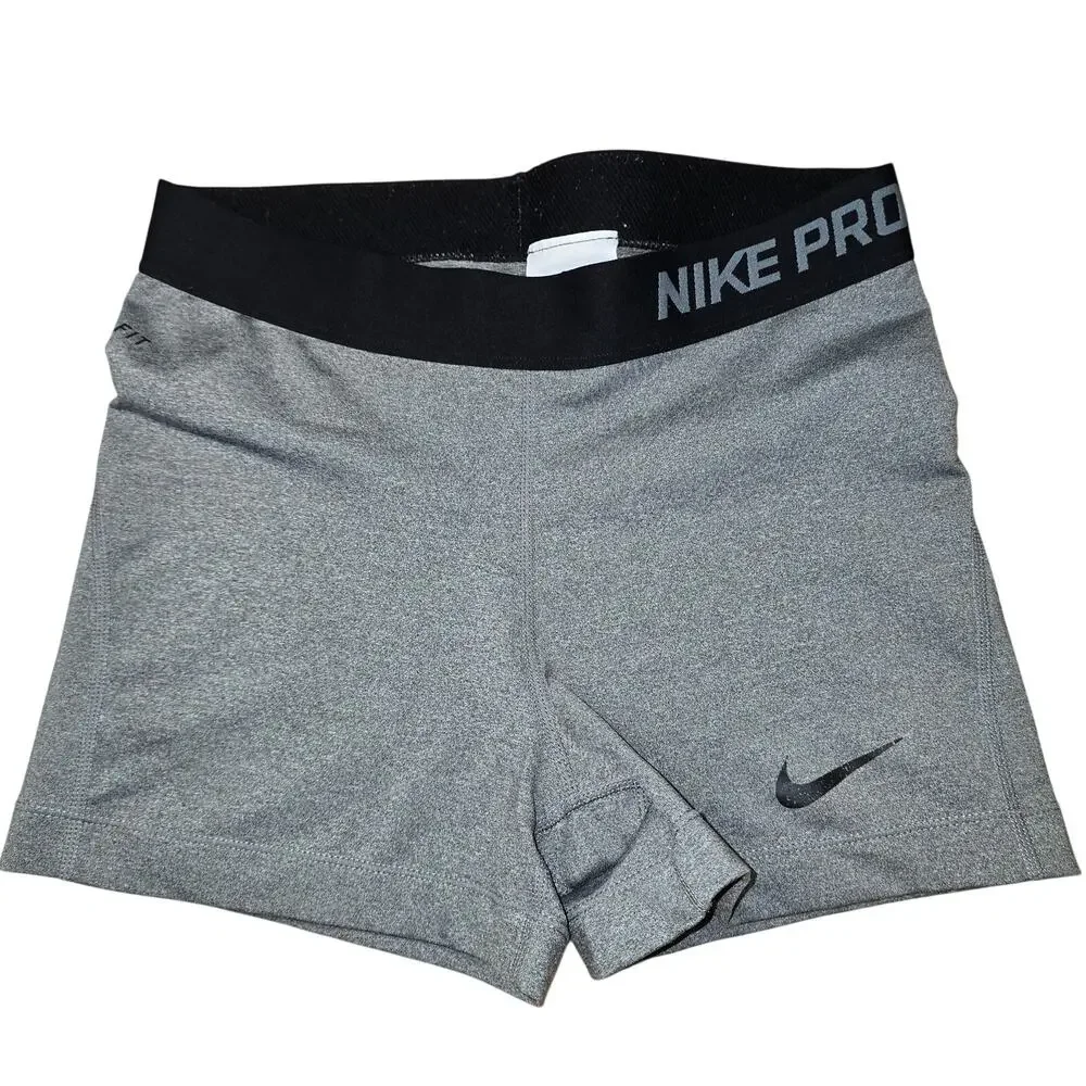 Nike Pro Gray Black Gym Athletic Shorts Womens Size M